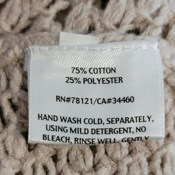 Eileen Fisher Open Weave Shawl Collar Cardigan Oatmeal Large - Picture 4 of 5